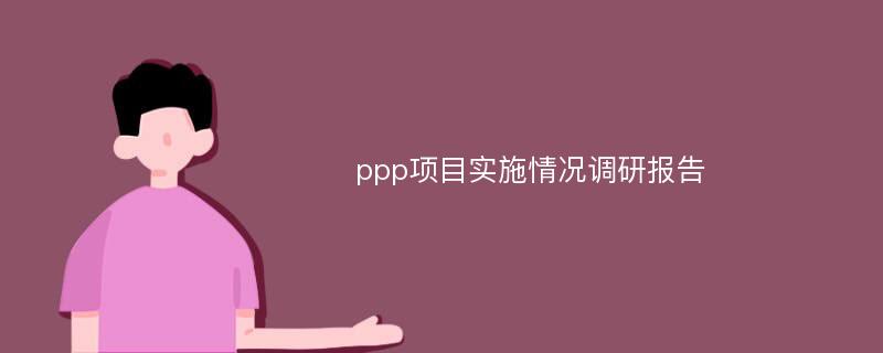 ppp项目实施情况调研报告